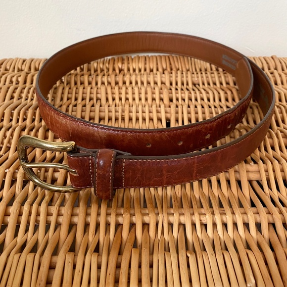 L.L. Bean Men's Genuine Leather Brown Belt Size 32 - Picture 1 of 9